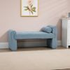 Modern Mid-Century Upholstered Ottoman Bench, 49" x 16" x 23.5", Blue Boucle