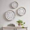 Floral Carved Medallion Wood Wall Decor, 3-Piece Set, Distressed White