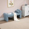 Modern Mid-Century Upholstered Ottoman Bench, 49" x 16" x 23.5", Blue Boucle