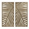 Birch Palm Panel Wall Decor, 32" x 16", 2 Piece Set, Two-Tone Wood