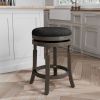 Counter Stool, Weathered Gray, Charcoal Fabric Seat, 24"