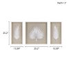 Rice Paper Palm Leaves in Shadowbox, 3-pieces, White Frame