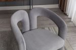 Contemporary Upholstered Barrel Side/Dining Chair, Set of 2, Gray Velvet