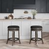 Counter Stool, Weathered Gray, Charcoal Fabric Seat, 24"