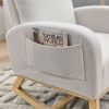 High Backrest Arm Rocking Chair, 27.6" W, Teddy Fleece, Ivory