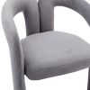 Contemporary Upholstered Barrel Side/Dining Chair, Set of 2, Gray Velvet