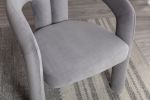 Contemporary Upholstered Barrel Side/Dining Chair, Set of 2, Gray Velvet