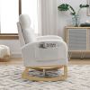 High Backrest Arm Rocking Chair, 27.6" W, Teddy Fleece, Ivory