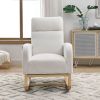 High Backrest Arm Rocking Chair, 27.6" W, Teddy Fleece, Ivory