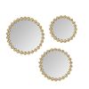 Beaded Round Wall Mirrors, 3-Piece Set, Gold
