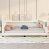 Upholstered Daybed, Cat Ears Headboard, Twin Size, White