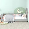 Upholstered Daybed, Mouse Ears Headboard, Twin Size, Gray