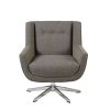 Modern Wing-Style Lounge Chair, Star Based, 360 deg Swivel, Grey