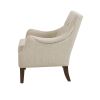Button Tufted Accent Chair, Cream Linen