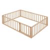 Wood Floor Bed Play Area with Fence, Full Size, Natural
