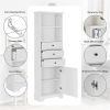 Tall Storage Cabinet, 3 Drawers with Adjustable Shelves, White