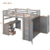 Loft Bed with Drawers, Desk and Wardrobe, Full size, 78.3" x 56.7" x 65", Gray