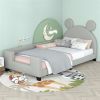 Upholstered Daybed, Mouse Ears Headboard, Twin Size, Gray