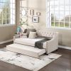 Upholstered Twin Daybed Frame with Trundle, 80" x 40", Beige Velvet