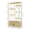 7-Tier Storage Bookcase, Natural, 39.4'' x 13.8'' x 75.6'', Rattan, Natural