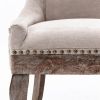 Nail Head Side Dining Chair, Wood Legs, Set of 2, Beige
