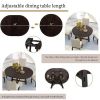 Farmhouse Extendable Round Dining Table Set, with 4 Upholstered Chairs, Espresso