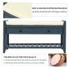 Cushioned Seat Shoe Rack with Drawers, Entryway Storage Bench, Navy/Beige