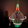 3D Fireworks Glass Aroma Oil Humidifier, 7 Color Led Night Light