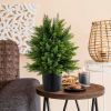 Artificial Cedar Topiary Tree with Cement Pot, Set of 2