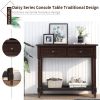 Traditional Console Table with 2 Drawers and Shelf, Espresso
