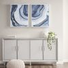 Abstract Canvas Wall , 2-Piece Set, 29.5" x 23.5" each, Blue/White, White Frame