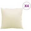 Fabric Throw Pillows, 19.7" x 19.7", Set of 4, Cream