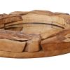 Round Decorative Mirror, 23.6", Natural Teak