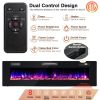 Ultra-Thin Electric Wall Fireplace with Crystal Log Decoration, 68"