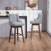Counter Height Swivel Bar Stools with Footrest, Set of 2, Gray