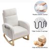 High Backrest Arm Rocking Chair, 27.6" W, Teddy Fleece, Ivory