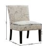 English Letter Print Fabric Armless Contemporary Accent Chair, Taupe and Cream