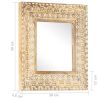 Hand-Carved Mirror, 19.7" x 19.7"x1", Solid Mango Wood