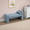 Modern Mid-Century Upholstered Ottoman Bench, 49" x 16" x 23.5", Blue Boucle