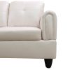 Faux Leather Living Room Set, 3 Piece Set, Pearl White