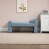 Modern Mid-Century Upholstered Ottoman Bench, 49" x 16" x 23.5", Blue Boucle
