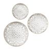 Floral Carved Medallion Wood Wall Decor, 3-Piece Set, Distressed White