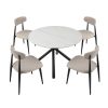 Mid-Century Modern Upholstered Dining Chairs, Set of 6, Light Grey