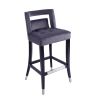 Barstool Dining Chair, 30" Seat height, Set of 2, Gray Suede velvet