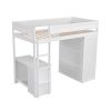 3-In-1 Loft Bed with Desk and Wardrobe, Twin, White