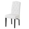 Button Tufted Dining Chair, PU Leather, White
