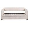 Upholstered Daybed with Trundle, Twin Size, Beige Velvet