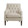 Button Tufted Accent Chair, Cream Linen