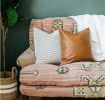 Faux Leather and Cotton Accent Throw Pillow Covers, 18" x 18", Set of 4