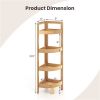 Corner Storage Rack, 4 Shelves, 9" x 9" x 31.5", Bamboo
